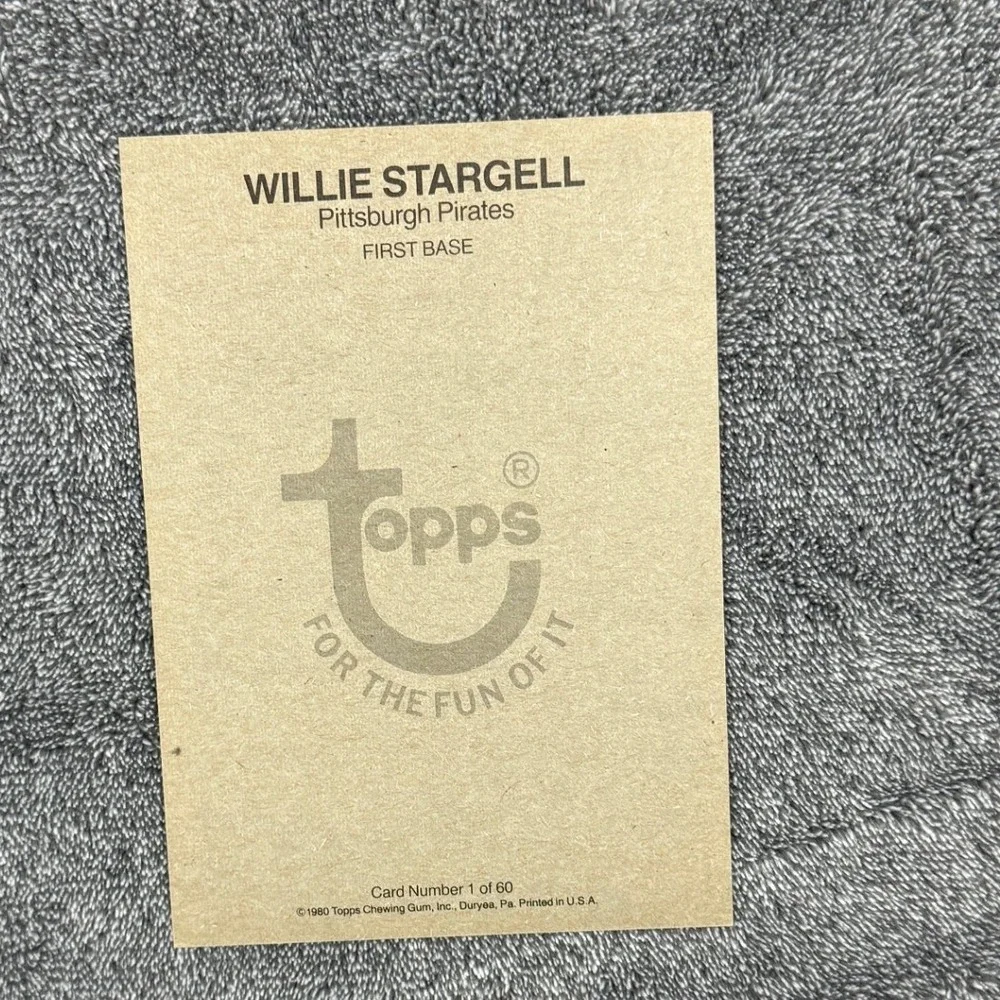1980 Topps Willie Stargell Pittsburgh Pirates Card 1 of 60 For The Fun Of It - Picture 2 of 4